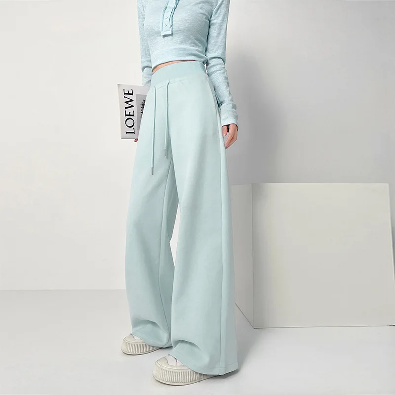 

Женские спортивные штаны с высокой талией, весна 202, новые спортивные штаны с защитой от талии, свободные повседневные длинные брюки с широкими штанинами, американские