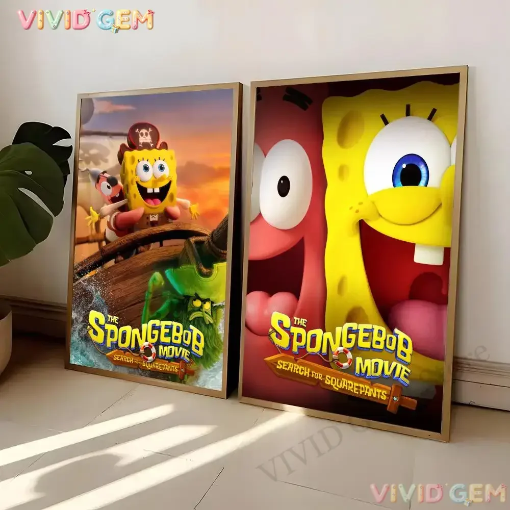 VIVID GEM Latest Cartoon Cute S-SpongeBob Anime Painting Calligraphy Frameless Poster Canvas Painting Wall Prints Picture For