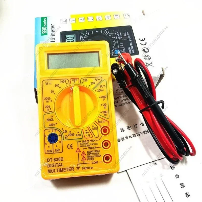 DT830D Mini Digital Multimeter Handheld Pocket Tester with Probes Portable Electrical Testing Tool for Home Auto Repair