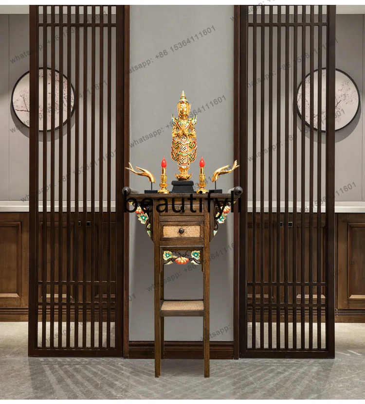 Factory DirectIncense case household solid wood Buddhist table offering altar Thai shrine Guanyin Bodhisattva Buddhist cabinet