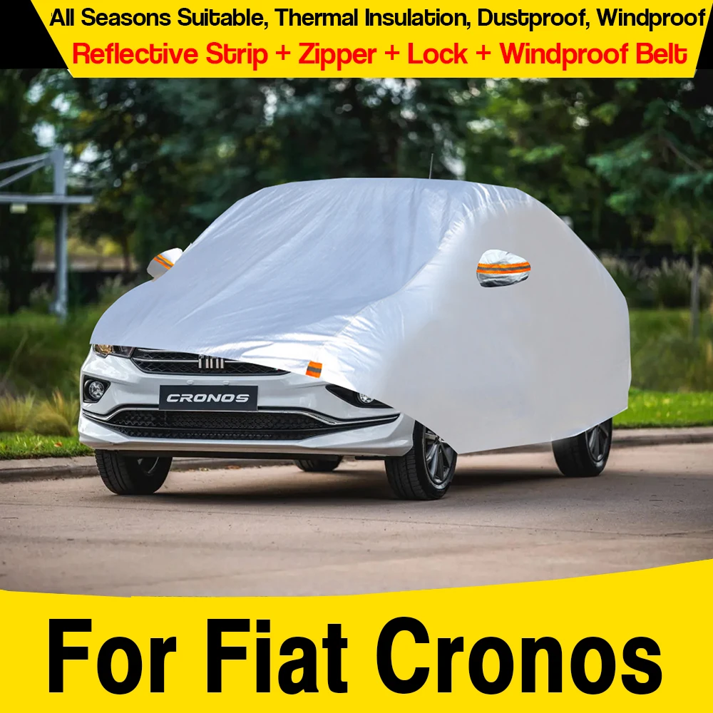 Zipper Car Cover For Fiat Cronos 2018-2027 Auto Sun Rain Dust Snow Paint Protect Cover Windproof