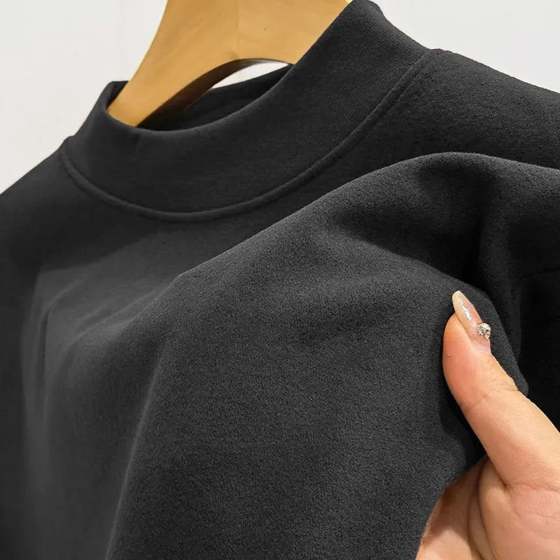 Men Thin Warm Tops Men's Autumn and Winter Long-sleeved Thermal Underwer Male Centre Collar Fashion T-shirt