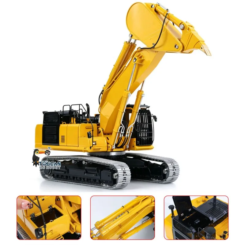 LESU PC500 1/14  Metal 3-way Hydraulic RC Excavator Remote Control Construction Vehicles Digger with Heavy Rock Arm LED Lights