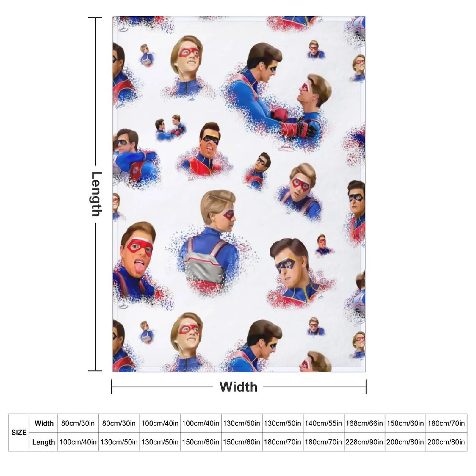 Captain Man and Kid Danger Drawing Pattern Throw Blanket couch cozy soft plush fuzzy picnic outdoor blanket