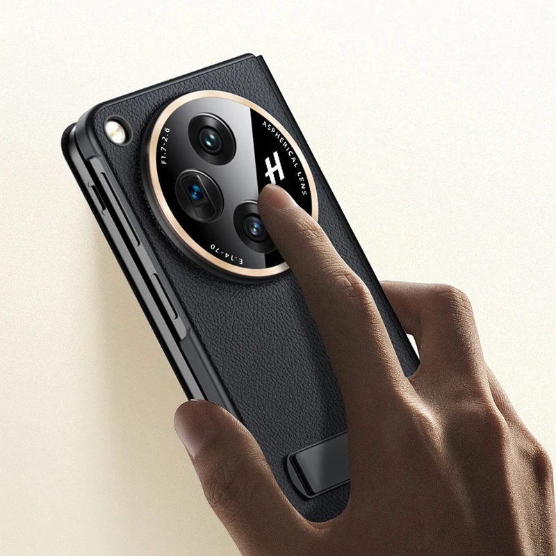 Official PU Leather Case For OPPO Find N3 Magnetic Shockproof Folding Cover with Metal Kickstand for One Plus Open