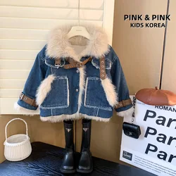 Girls Coat Jacket Winter Cotton Windbreak 2023 Jean Warm Plus Thicken Velvet Tracksuit Shool Children's Clothing