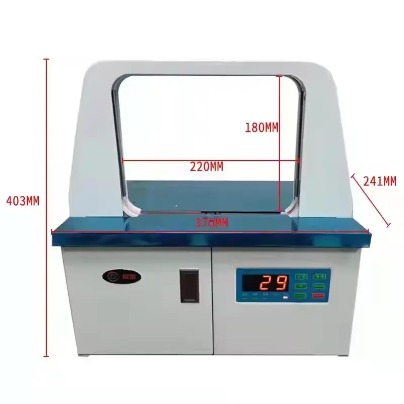 Widely used high efficient Automatic and foot pedal control desktop banding machine for 12mm OPP tape strapping machine Banknote