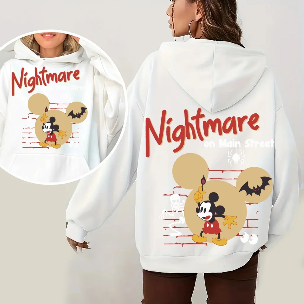 جديد ديزني المرأة هوديي البلوز الخريف الشتاء الدافئة البلوز مع كابوس على الشارع الرئيسي ميكي طباعة أزياء الشارع الشهير #2