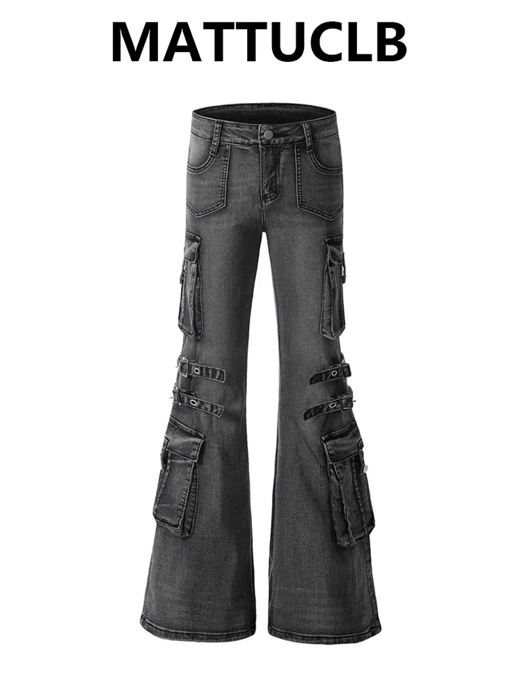 

Women's High Waist Flare Jeans Japanese Denim Pants Y2k American Retro Bell Bottom Jeans Harajuku 2000s Korean Fashion Punk New