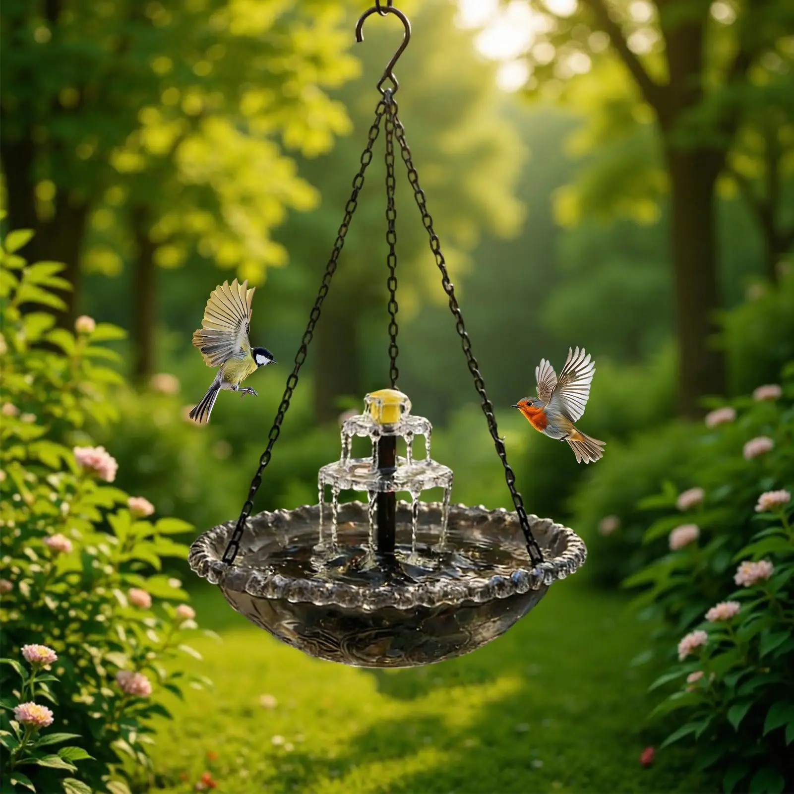 

Garden Outdoor Hanging Solar Bird Bath Fountain 3-tier Hummingbirds Decorative Water Pond Decoration Funny Pet Accessories