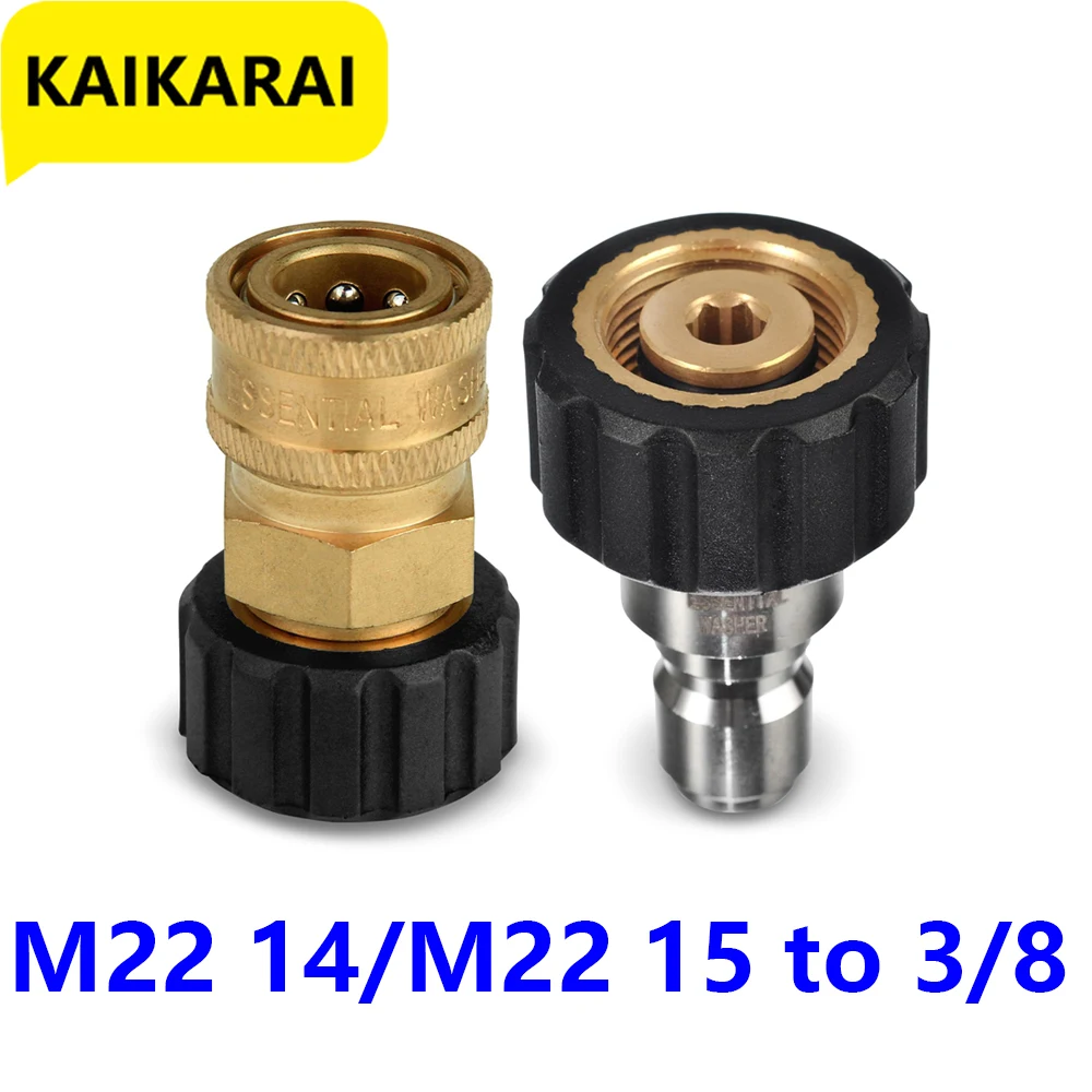 

Quick Connect Adapter Set M22 15mm and M22 14mm to 3/8" Pressure Washer Attachment for Pressure Washer Hose Washer Gun 5000 PSI