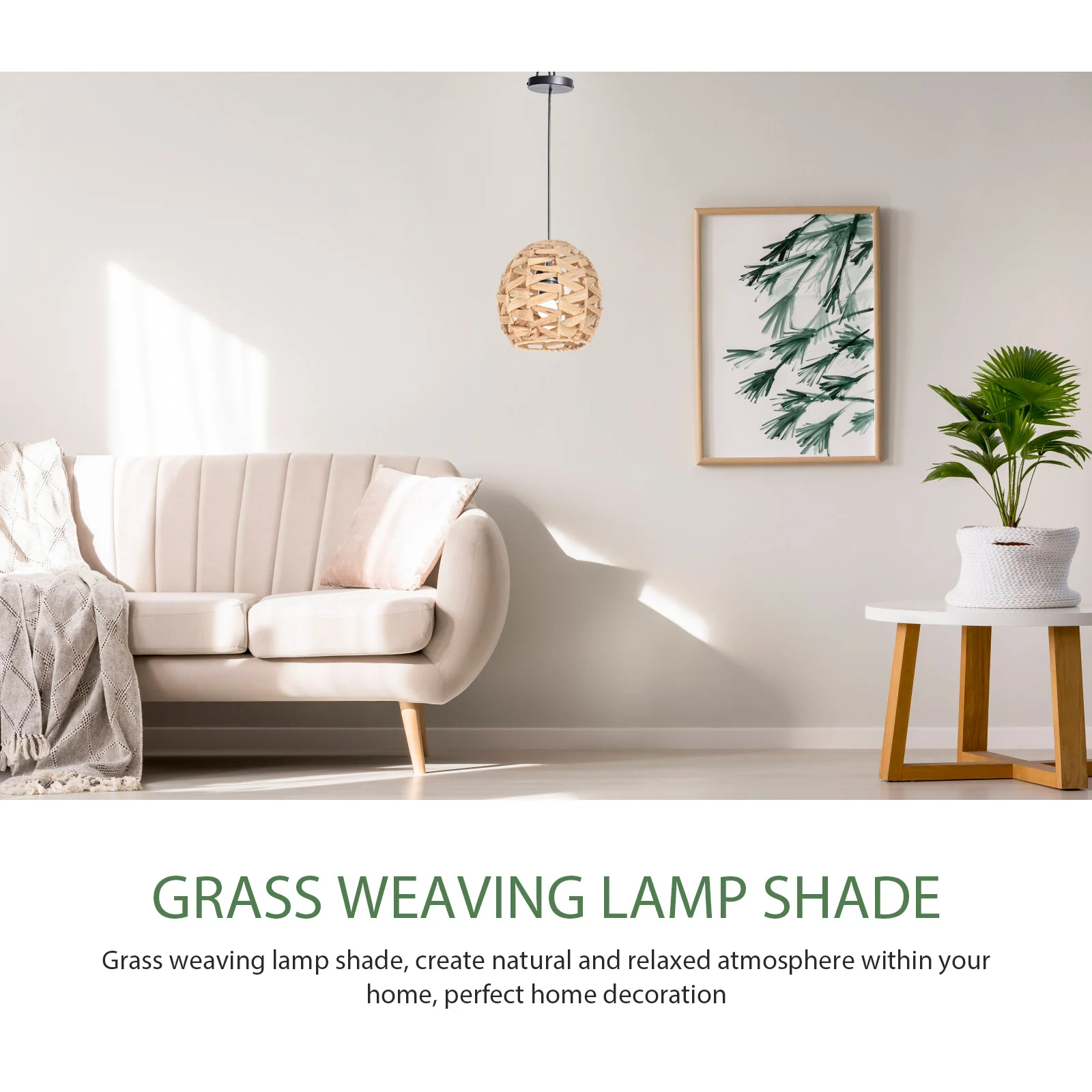 

Grass Woven Lampshade Rustic Style Hanging Lamp Cover Ceiling Light Shade for Bedroom Living Room Hotel Lamp Cover