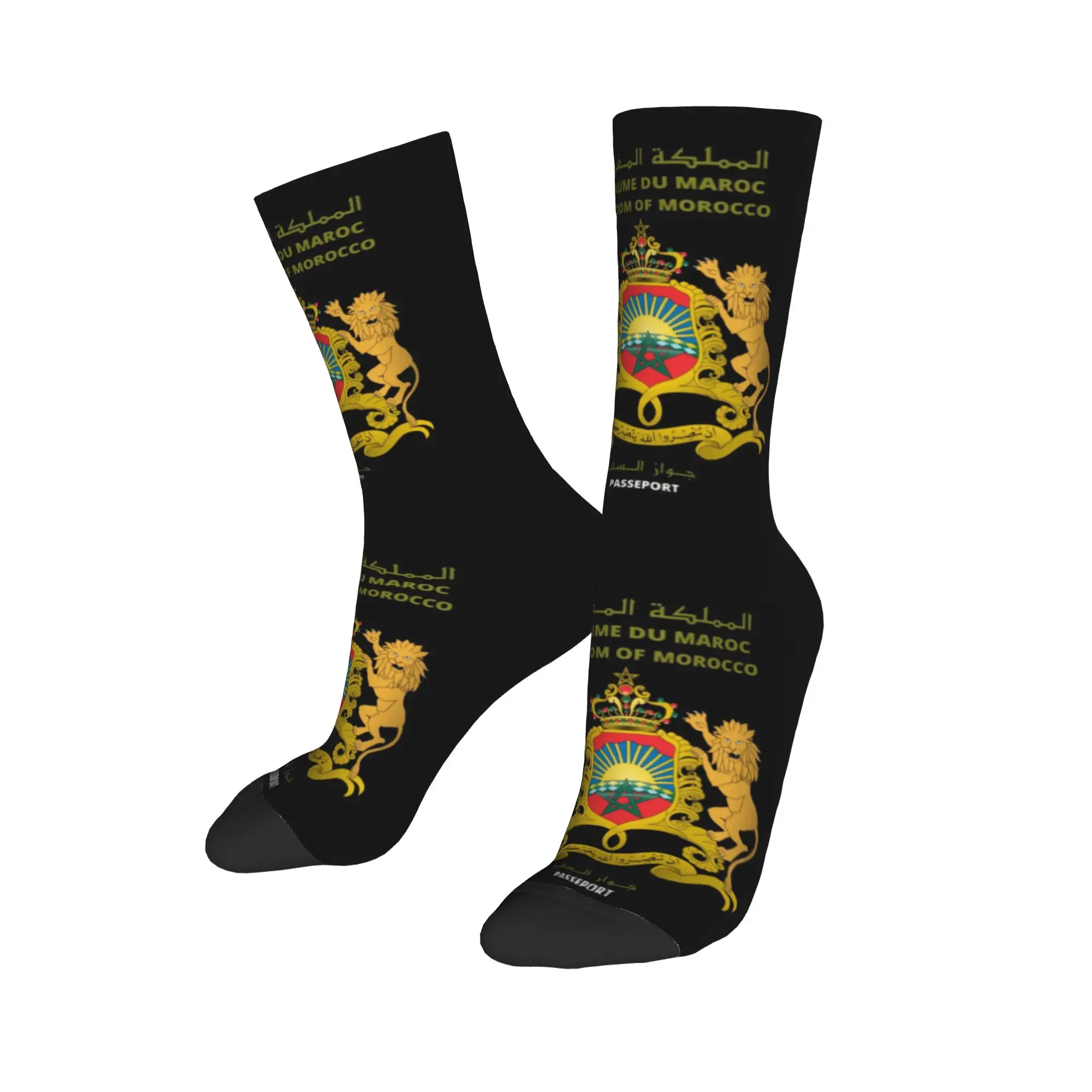 

Custom Fashion Mens Moroccan Passport Dress Socks Unisex Warm Comfortable 3D Printed Kingdom Of Morocco Crew Socks