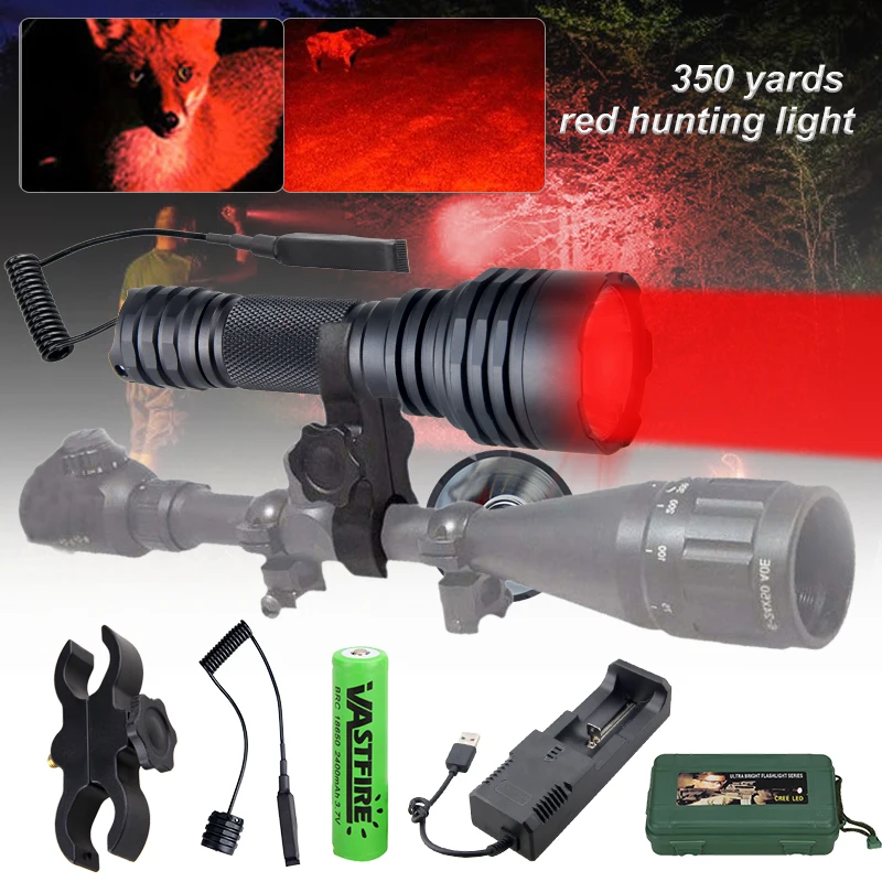 VASTFIRE 500 Yard Professional LED Flashlight for Hunting Tactical Scout Torch Lights USB Rechargeable LED Waterproof Fishlights