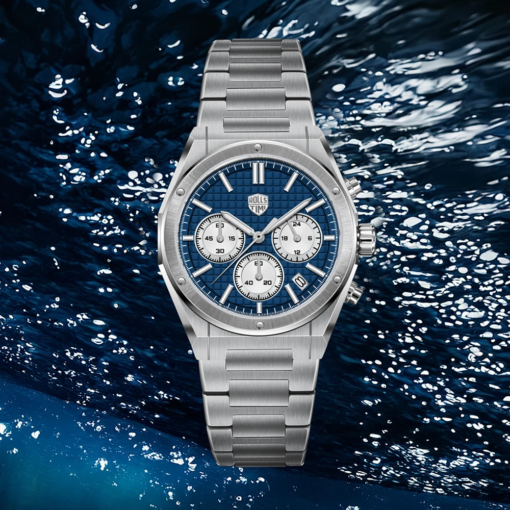 2026 New RollsTimi Men's Watches Luxury Quartz Man Speed Sports Chronograph Watch For Men AR Sapphire Waterproof Luminous Stainless Steel Clock
