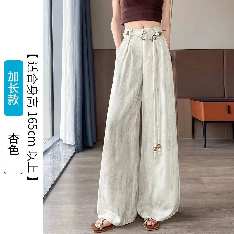 

Women's Satin Ice Silk High Waist Wide Leg Pants Casual Floor-Length Trousers