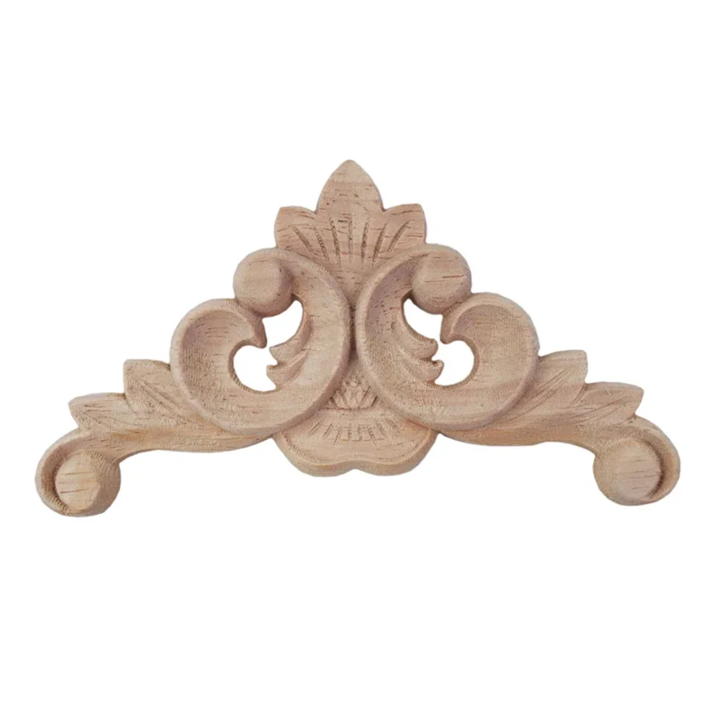 10PCS Vintage Unpainted Wood Carved Decal Corner Onlay Applique Frame for Home Furniture Wall Cabinet Door Decor Crafts Figurine