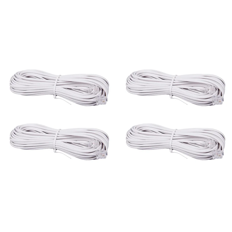 

ZIZI 4Pcs 10M RJ11 Удлинительный кабель для телефонного разъема Белый