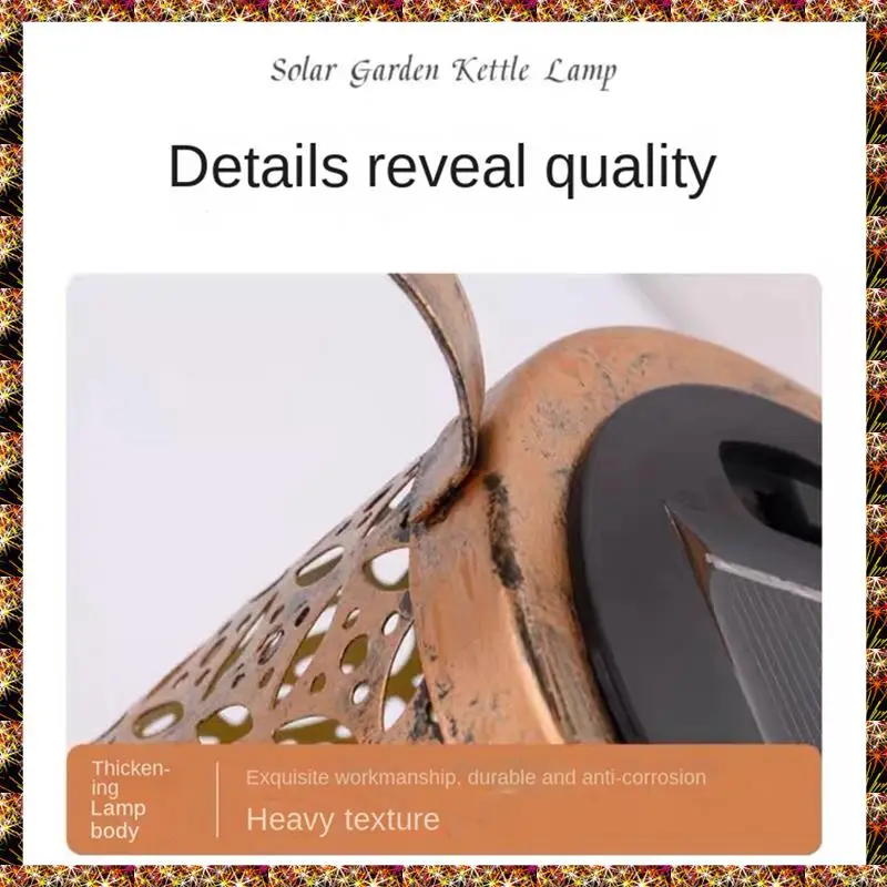 BTCL-luces solares para regadera, cadena de luces para hervidor de Metal Vintage, guirnaldas de luces LED impermeables para jardín Solar al aire libre