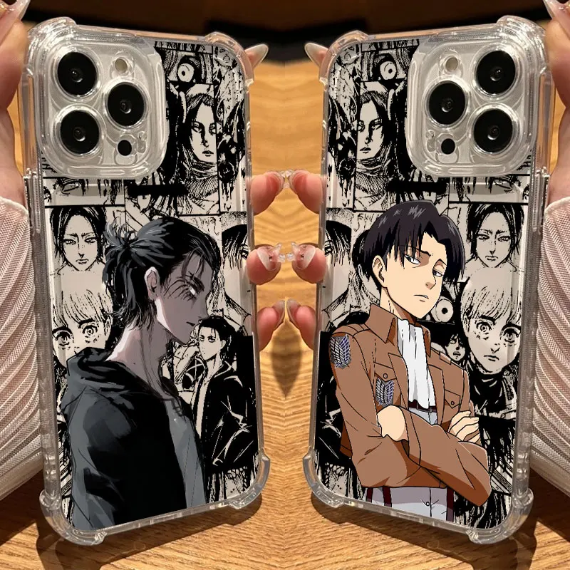 Eren Mikasa Ackerman Anime Handyhülle transparent für iPhone 17 16 14 15 11 12 13 Pro Max 16E 15 16 Plus 17 Air Soft stoßfeste Abdeckung
