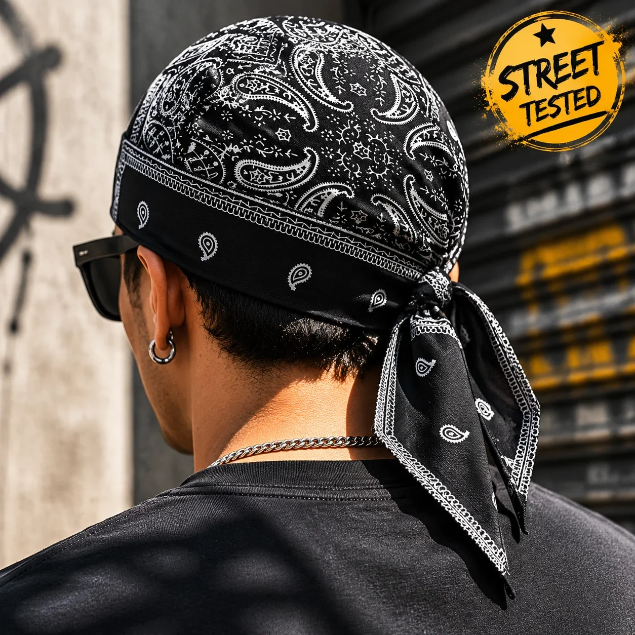 Music Pirate Cashew Nut Set Kopfbedeckung, Riemen, Kopftuch, Street Dance, atmungsaktiv, Fahrradhelm, Futter, Sport-Kopfbedeckung – Detail 3