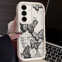 INS Retro Butterfly Silicone Case For Samsung Galaxy S25 Edge S24 S23 S22 Ultra S24 FE A55 A56 A15 A16 A35 A54 A25 5G Soft Cover