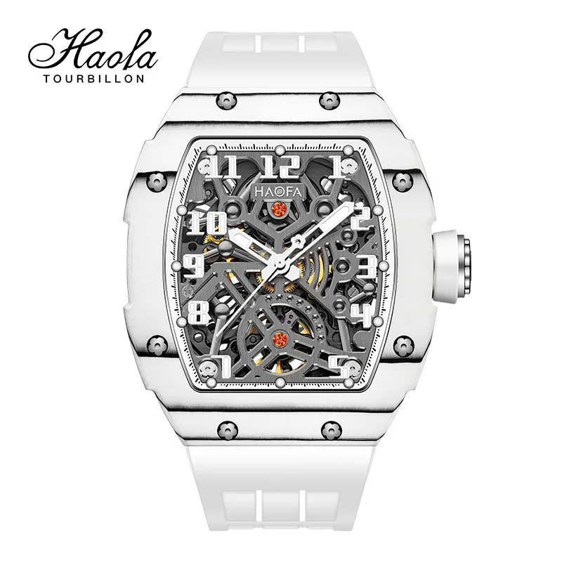 Haofa Automatic Watches for Men Sapphire Luminous Self Wind Mechanical Watch Man Skeleton Waterproof Clock Carbon Fiber 1923