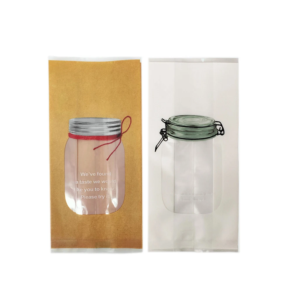 Matte PP Mylar Packaging Bags with Clear Window,Vacuum Sealing Plastic Bags, Coffee Bean Storage Bags, Tear Notch Powder Pouches