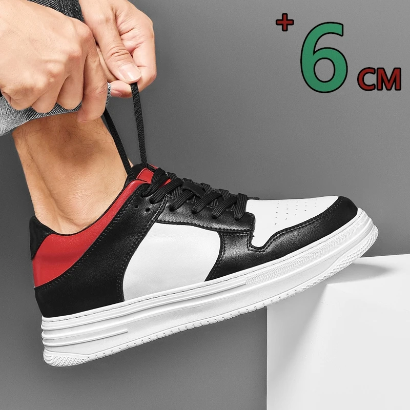 

Genuine Leather Breathable Elevator Shoes Men Height Increasing Sneakers Insoles 6cm Comfortable Adjustable Lifts Casual Sports