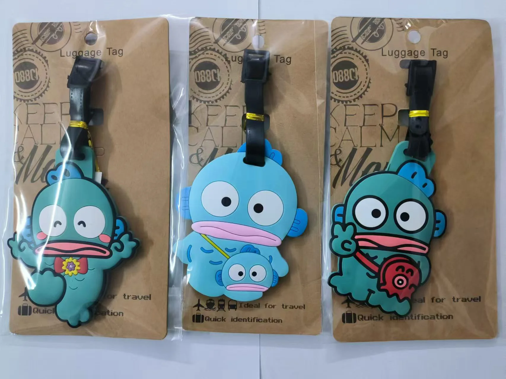 Travel Accessories Luggage Tag Sanrio Cute Cartoon Hangyodon PVC Suitcase ID Addres Holder Baggage Boarding Tags Portable Label