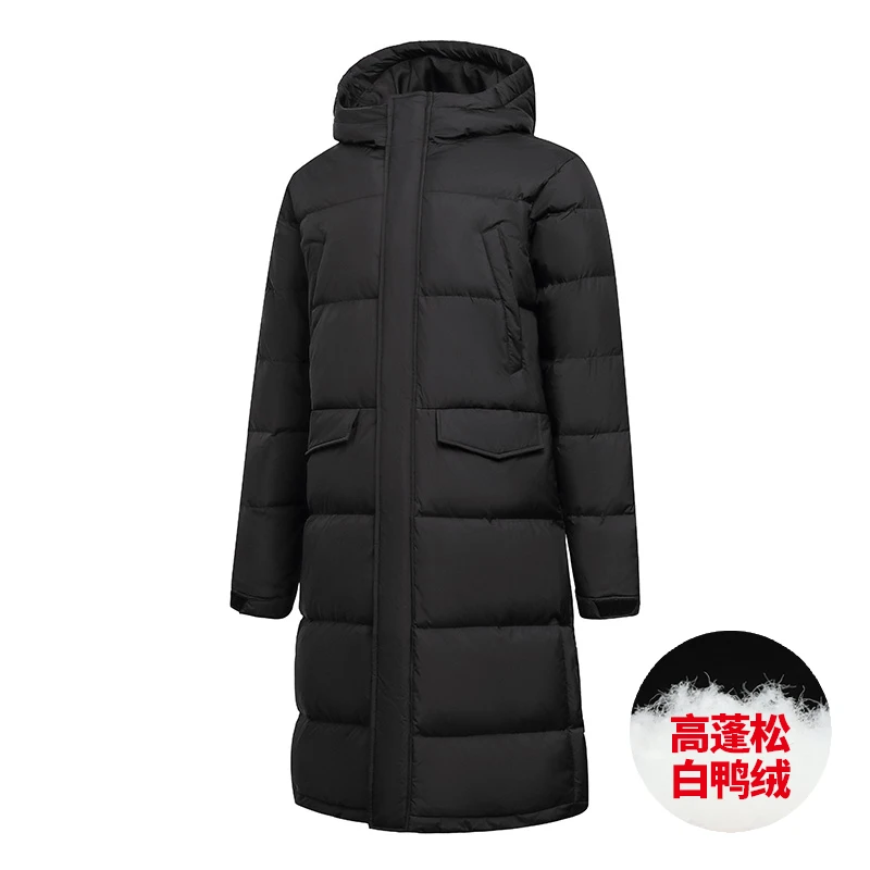 سترة بيضاء مبطنة أسفل طويلة فوق الركبة، منتج شتوي جديد، سترة سميكة دافئة بلون سادة للرجال والنساء