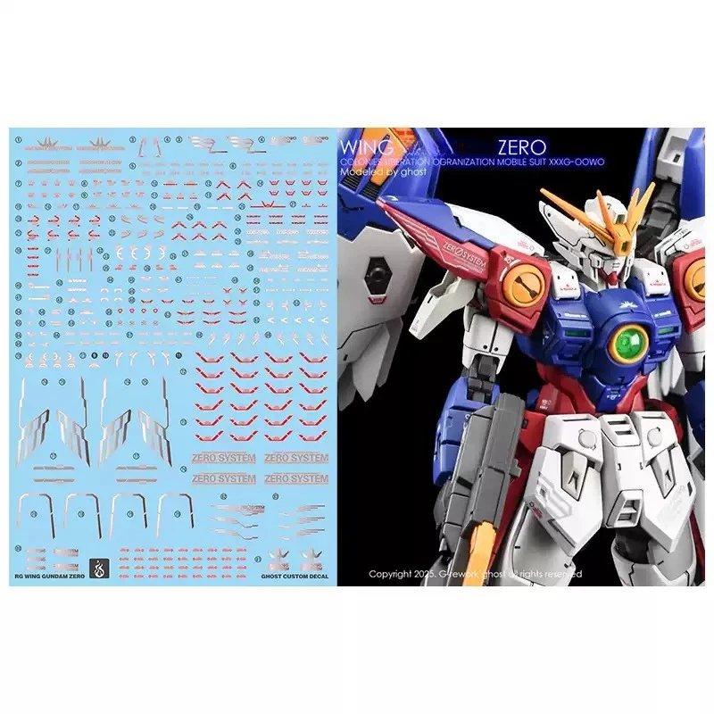 YAN High Precision Fluorescent Water Decals for RG TV Wing Zero XXXG‑00W0, Water Slide Stickers for Model Kit Hobby DIY