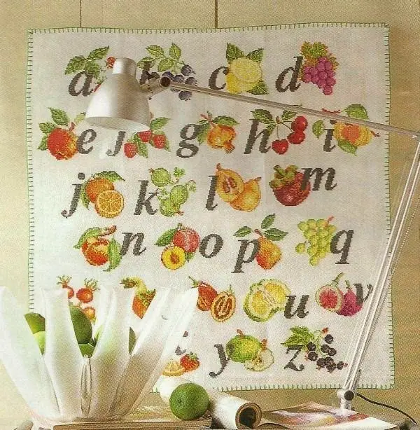 

DIY Cross Stitch Embroidery 14CT Kits Needlework Craft Set unPrinted Canvas Cotton Thread Home fruit Alphabet II 63-64