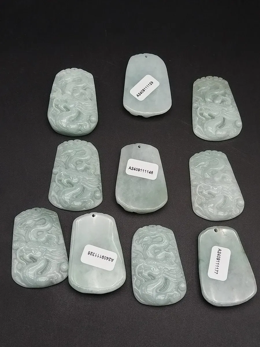 

Certified Lavender Natural Type A Jade Jadeite Carved Dragon Bead Pendant