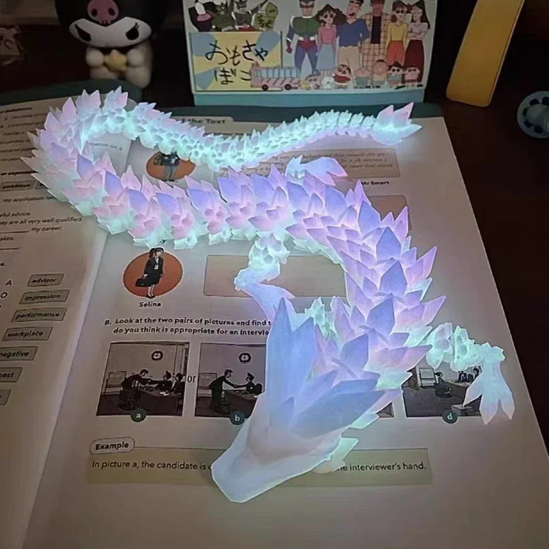 Luminous Toy 3D Printed Dragon Glow in the Dark Flying Dragon Rotatable Articulated Wing Dragons Home Office Ornaments Kids Gift