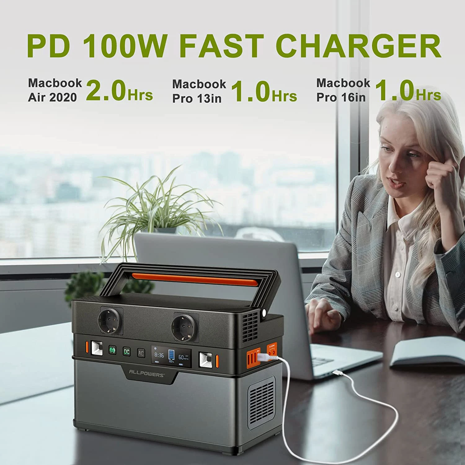 ALLPOWERS 캠핑용 접이식 태양 전지 패널 태양열 충전기, 700W 휴대용 발전소, 606Wh/164000mAh, 100W