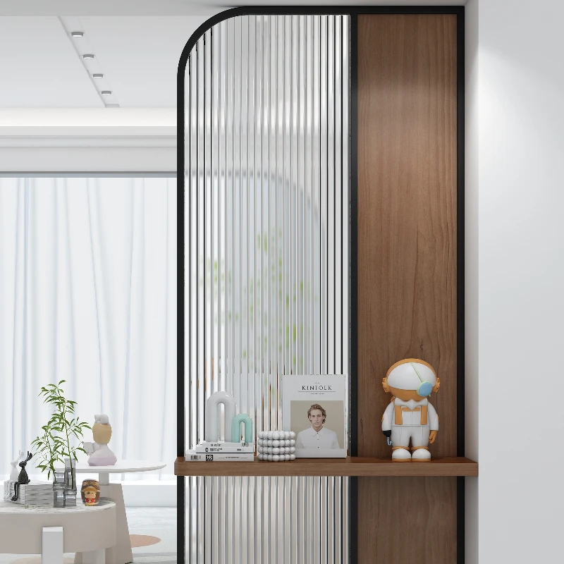 

Новый тип входной перегородки-ширмы для гостиной, современный китайский стиль, простой решетчатый шкаф-стеллаж, расположенный напротив двери.