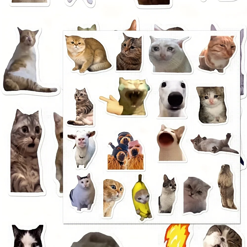 100 Stück Lustige Niedliche Katzen-MEME Tier-Aufkleber Kawaii Sticker für Scrapbooking Notizbuch Gepäck Laptop Skateboard Spielzeug Geschenke
