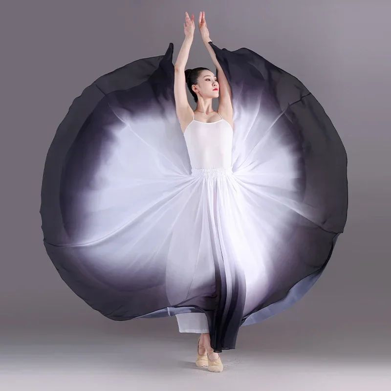 360 Degrees Ballet Dance Skirts Women Elegant Long Gradient Flowy Skirt Gymnastics Practice Classical Dancing Costume LU50