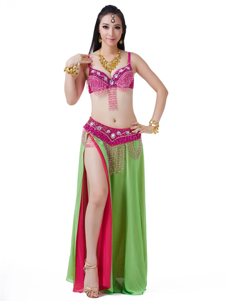 

Sequins Belly Dance Costume Bellydance Professional Suit 2024 Latin Clothes Solid Color Woman Arab Jazz Tassel Dancing Adult Top