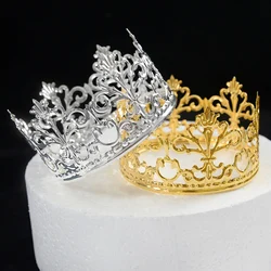 Gold Silver Hollow Queen Crown Cake Topper Elegant Wedding Cake Topper Princess Happy Birthday Party Dessert Decoration Supplies