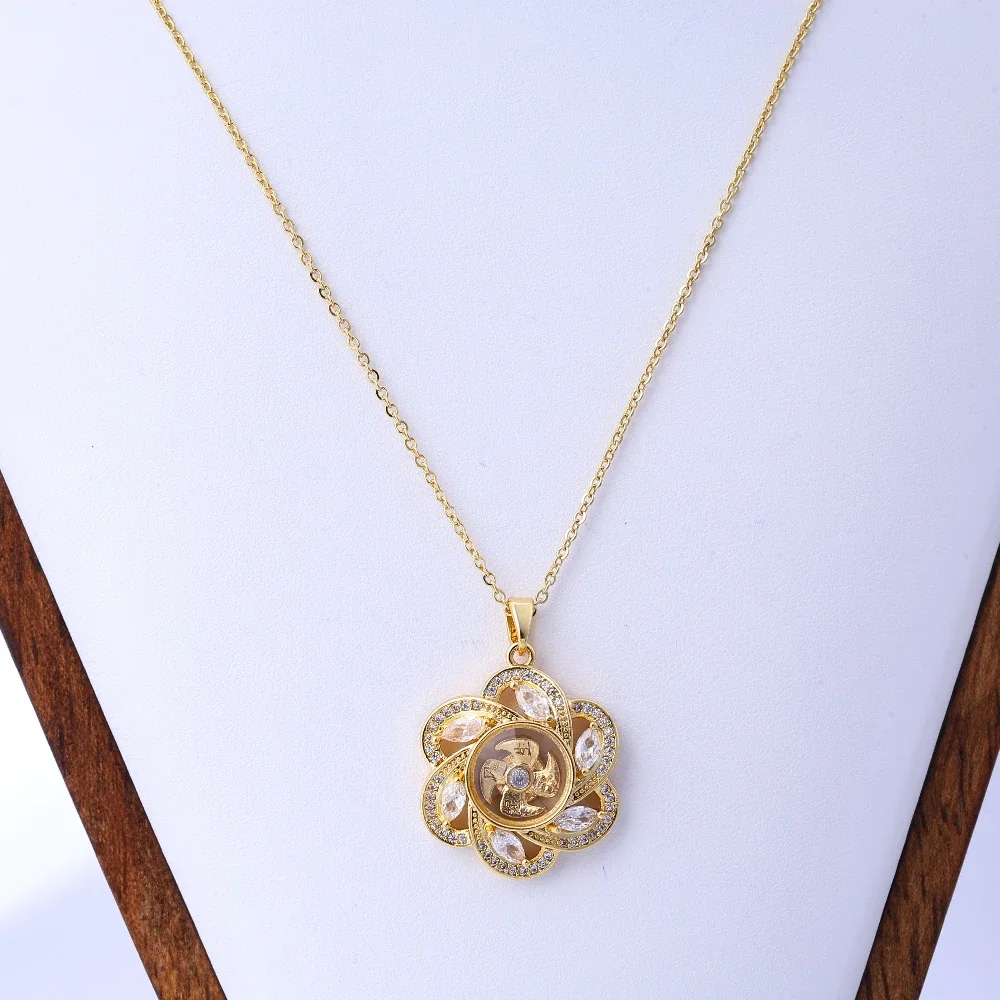 Collana girevole di ispirazione vintage con intarsio di diamanti, ciondolo gioielli unisex per una decorazione elegante