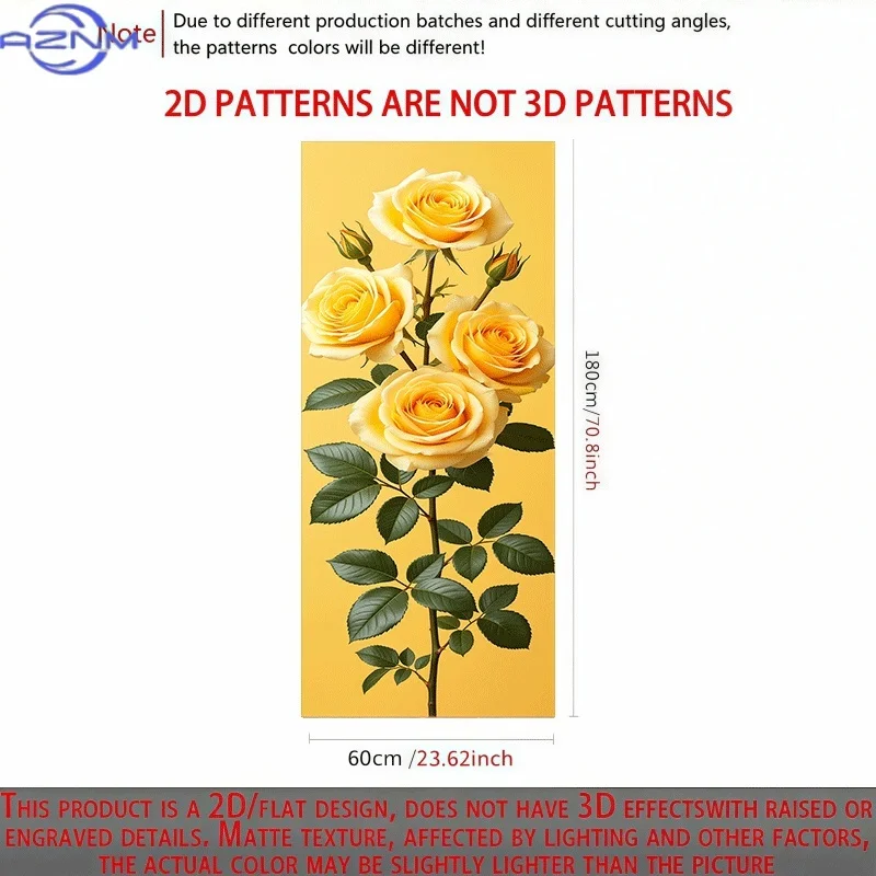 2D Flat Printing 1pc Refrigerator Sticker 23.62×70.87inch Yellow Rose in Warm Sun Theme Design Wall Sticker Decorative Self-Ad