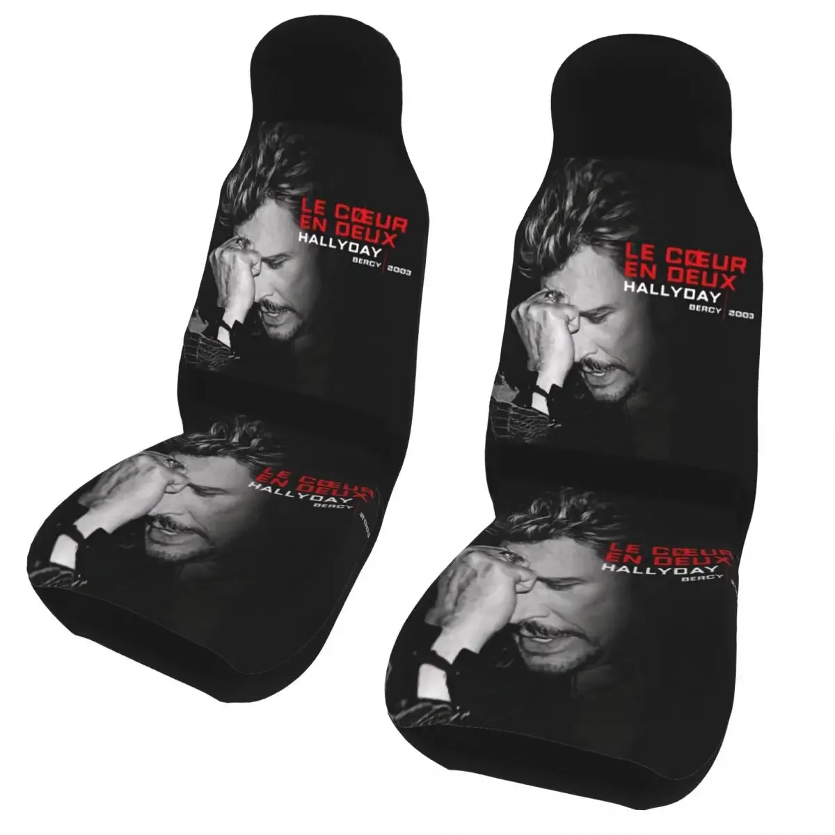 Johnny Hallyday Front Auto Seat Cover for Women 3D Print France Rock Singer Car Seat Covers Universal Fit for SUV Sedan Van 2 PC