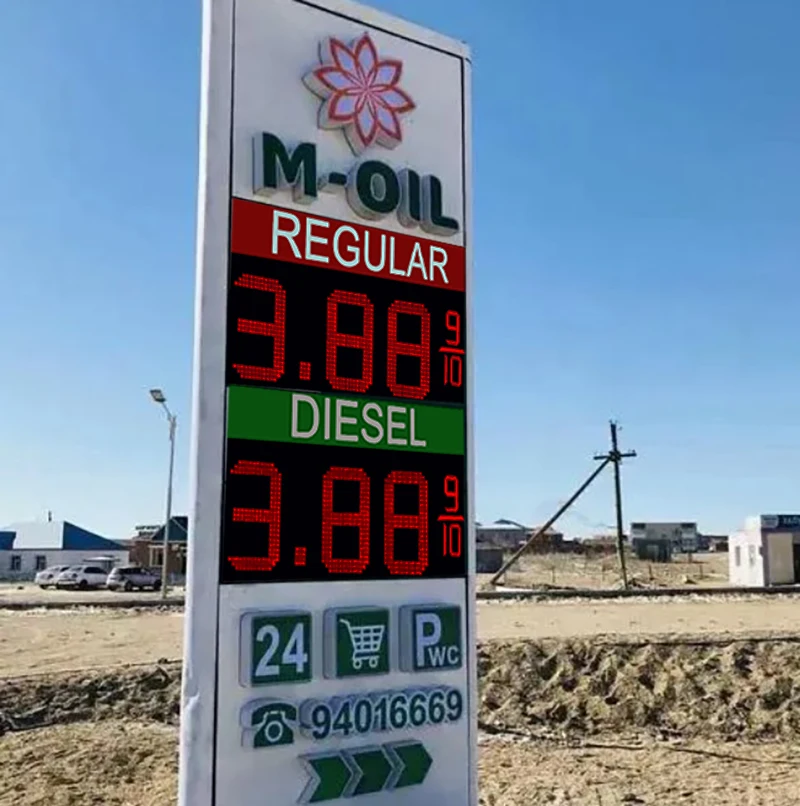 High-Brightness Full Color LED Outdoor Waterproof Fuel Oil Price Sign for Gas Station Outdoor Use