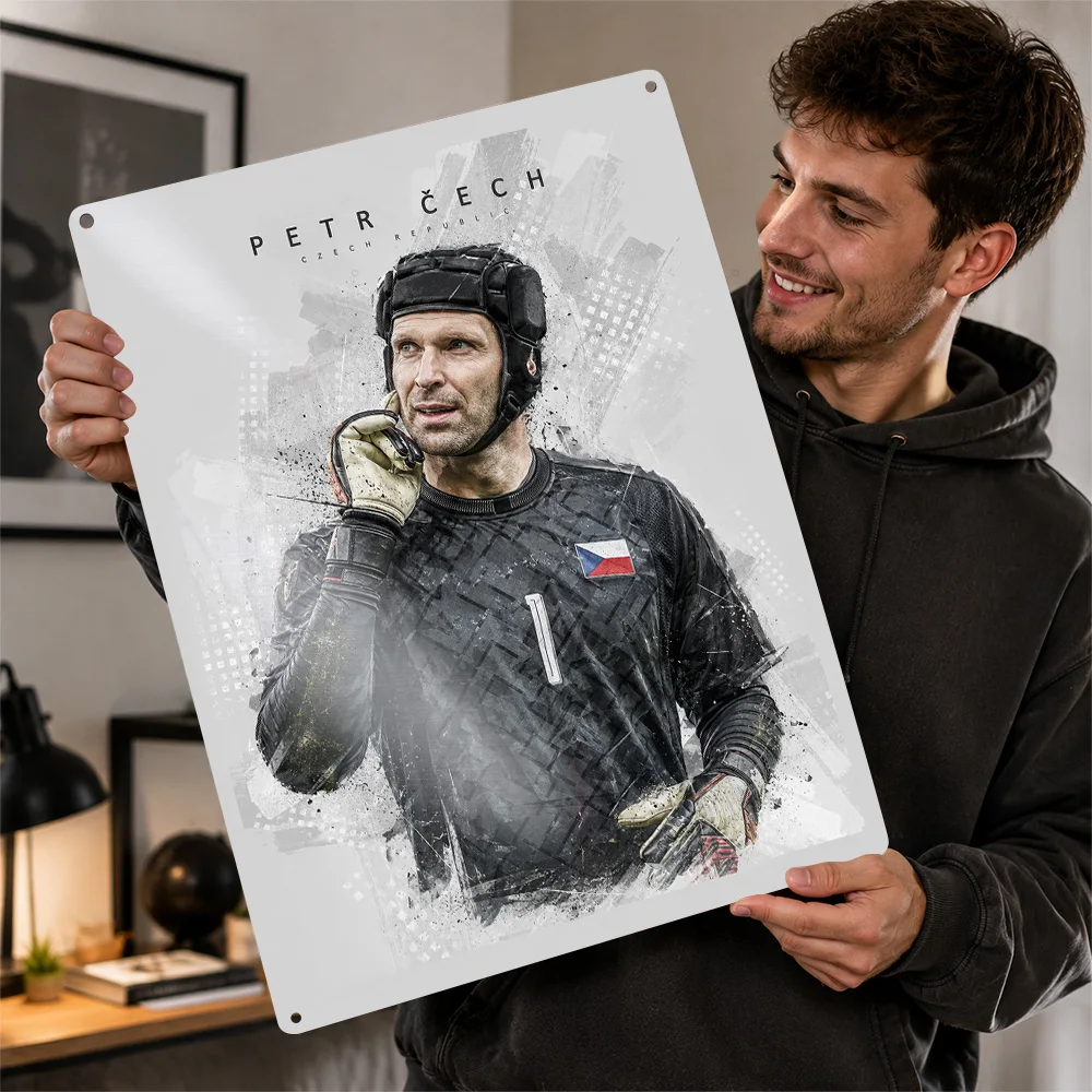 Petr Čech Football Printed Poster Customized Metal Sign Stadium Legend Tribute Wall Art Perfect For Club Followers In Home Gym