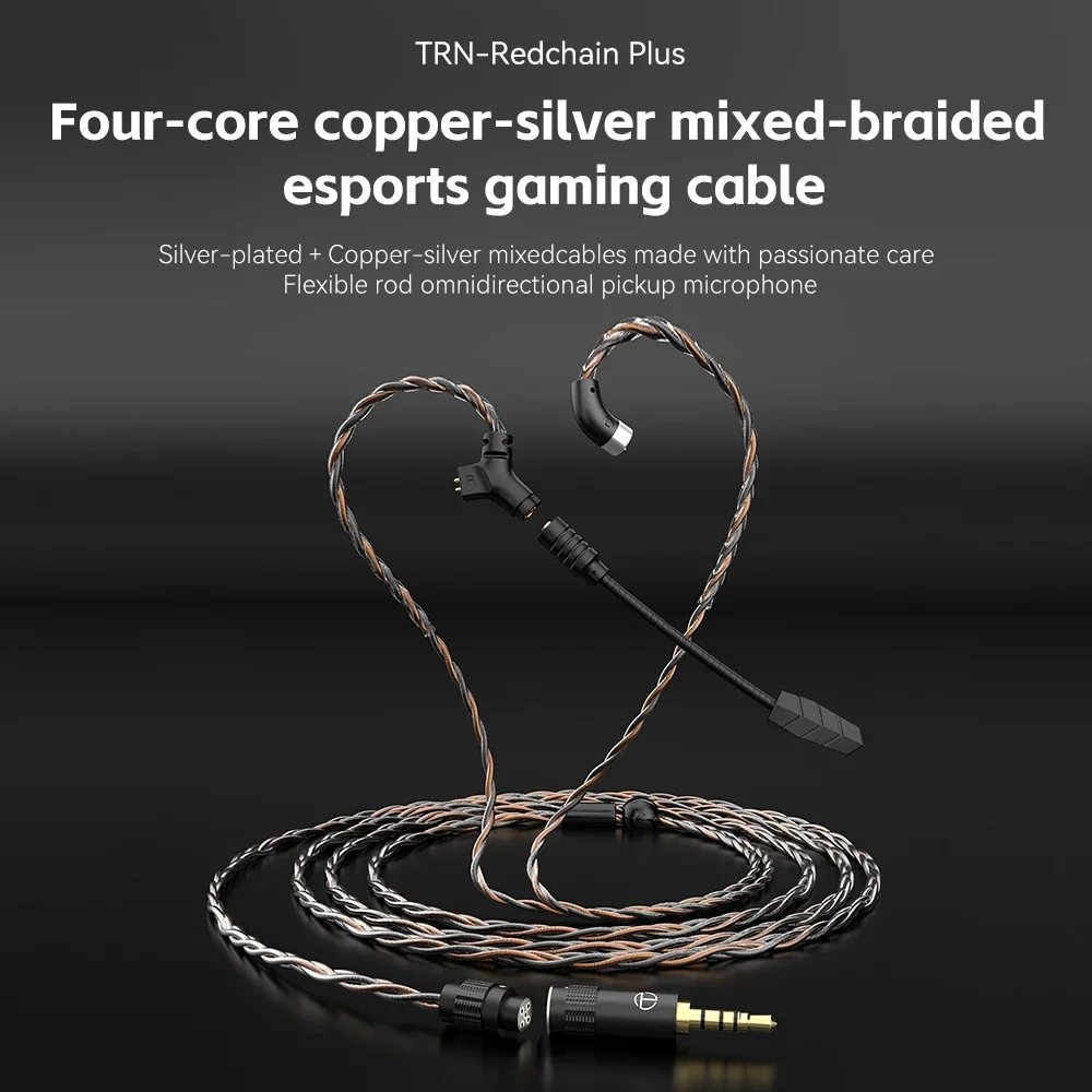 TRN RedChain Plus Gramr Cable de actualización de auriculares para juegos con micrófono desmontable 3,5mm 1,2 M/2M auriculares TRN tienda Original