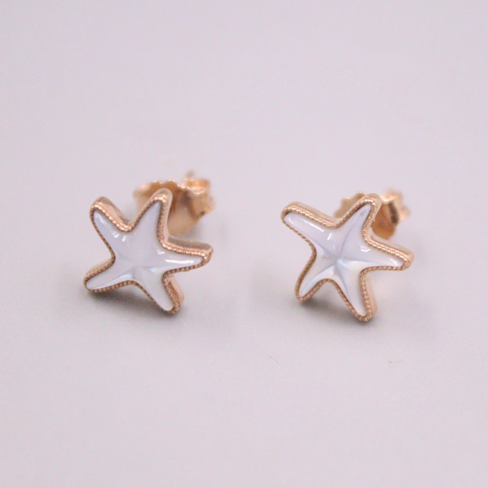 Pure Au750 Soild 18K Rose Gold Earring Star Earrings Stud Woman Jewelry Gift 1.6-1.8g 16*9mm