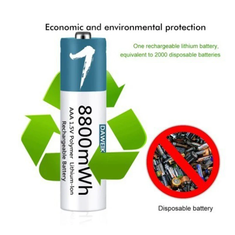 AAA Battery 1.5V Rechargeable Polymer Lithium-ion Battery 8800mWh AAA Battery for remote control mouse small fan Electric toy