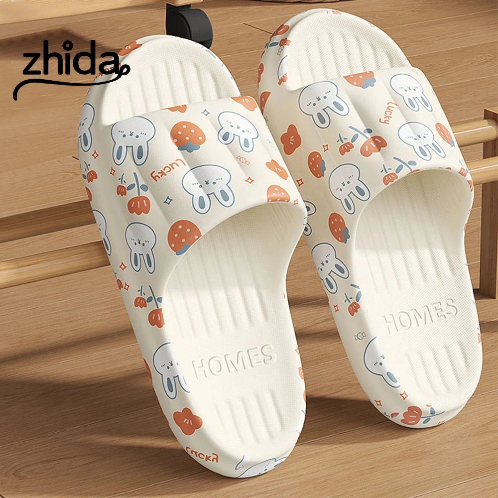 

ZHIDA Fashion Summer Cartoon Bear Home Shoes Non-slip Soft Slides Lithe Comfort Sandals Men Women Couple Slippers Flip Flops